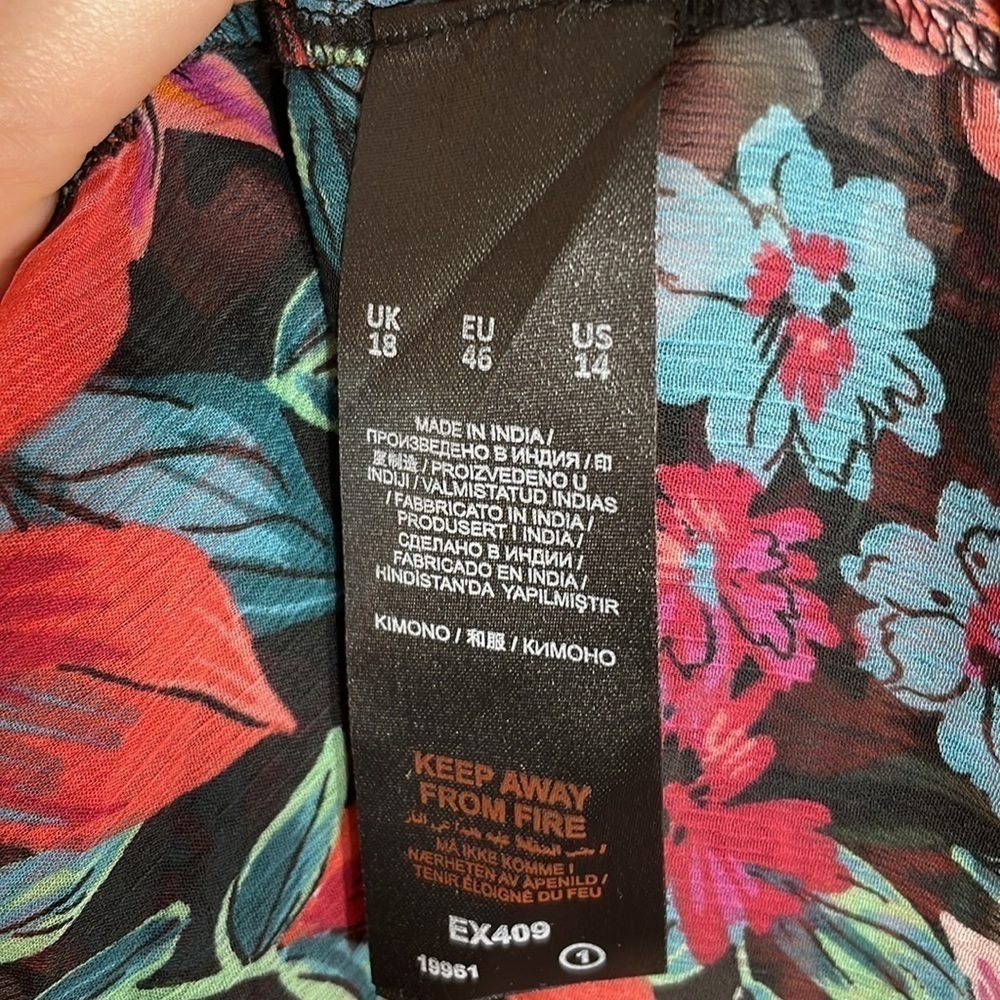 Asos Curve Simplybe tie front kimono blouse floral print US14 - Picture 8 of 9